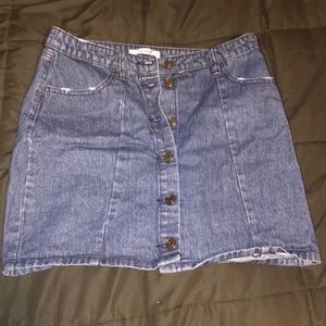 Dark Wash Denim Button-Down Skirt